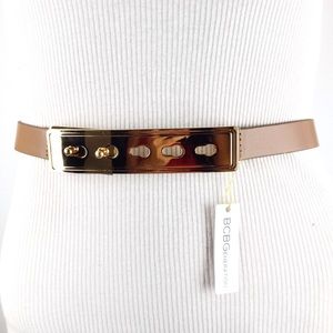 BCBGeneration GOLD TONED BUCKLE WAIST BELT NUDE